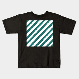 Teal Green Diagonal Stripe Seamless Pattern Kids T-Shirt